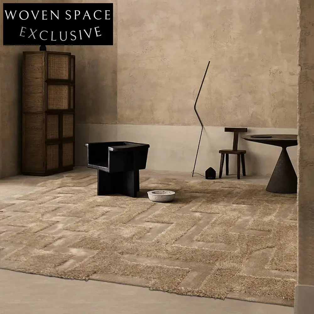 French Modern Thick Handmade Solid Color Plush Area Rug for Living Room