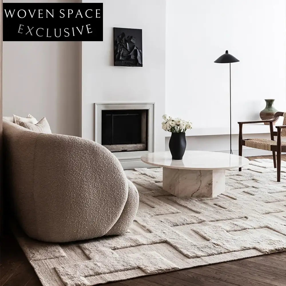 French Modern Thick Handmade Solid Color Plush Area Rug for Living Room