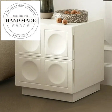 French Modern White Nightstand with Mirrored Drawers Bedside Table