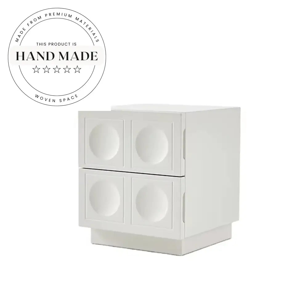 French Modern White Nightstand with Mirrored Drawers Bedside Table