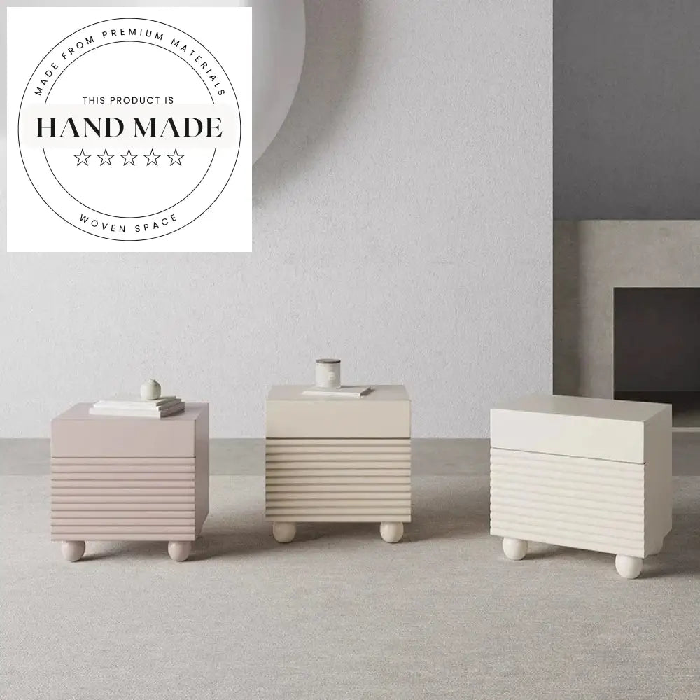 French Modern White Wooden 2-Drawer Storage Apartment Bedside Table