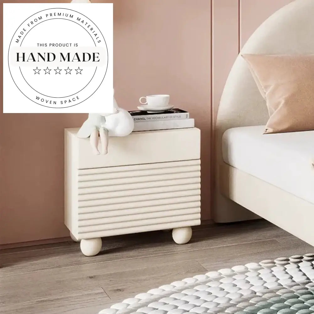 French Modern White Wooden 2-Drawer Storage Apartment Bedside Table