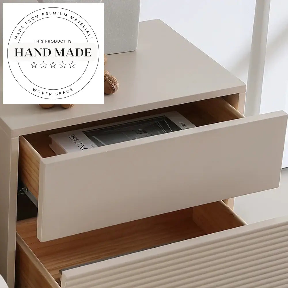 French Modern White Wooden 2-Drawer Storage Apartment Bedside Table
