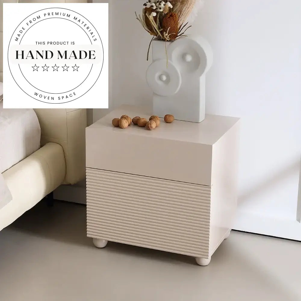 French Modern White Wooden 2-Drawer Storage Apartment Bedside Table