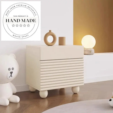 French Modern White Wooden 2-Drawer Storage Apartment Bedside Table