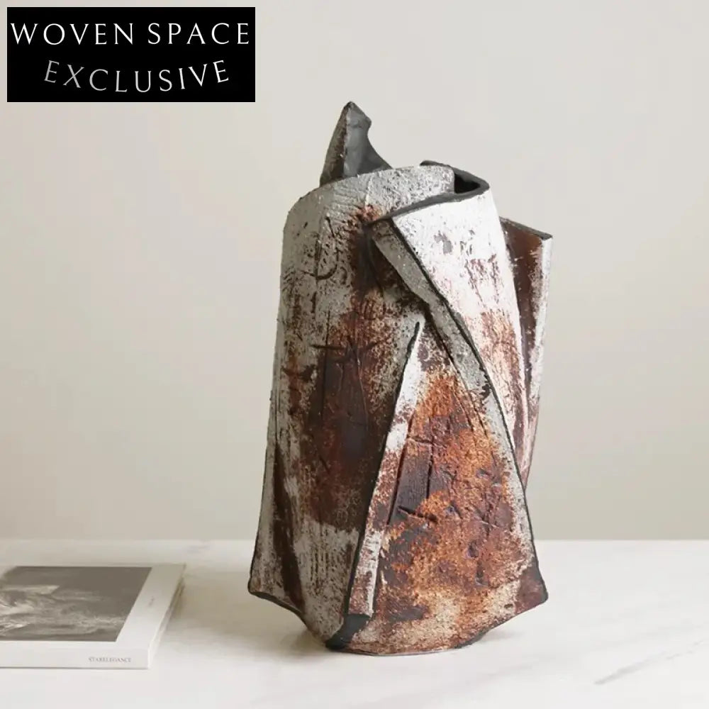 French Retro Black Ceramic Unique Shape Living Room Decor Vase