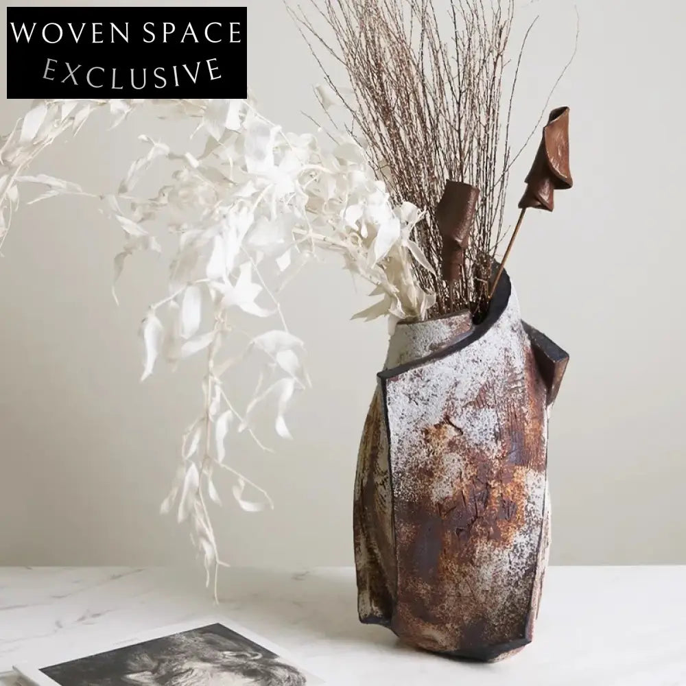 French Retro Black Ceramic Unique Shape Living Room Decor Vase