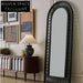 French Retro Black Rattan Full Length Floor Mirror for Bedroom Living Room