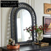 French Retro Black Rattan Full Length Floor Mirror for Bedroom Living Room
