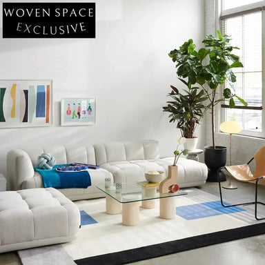 French Retro Cream Geometric Luxury Area Rug, 0.51-inch Thick Hand-Tufted Carpet