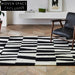 French Retro Modern Black White Geometric Plaid Shaggy Area Rug