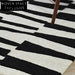 French Retro Modern Black White Geometric Plaid Shaggy Area Rug
