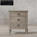 French Retro Oak Wood 3-Drawer Bedside Nightstand for Bedroom