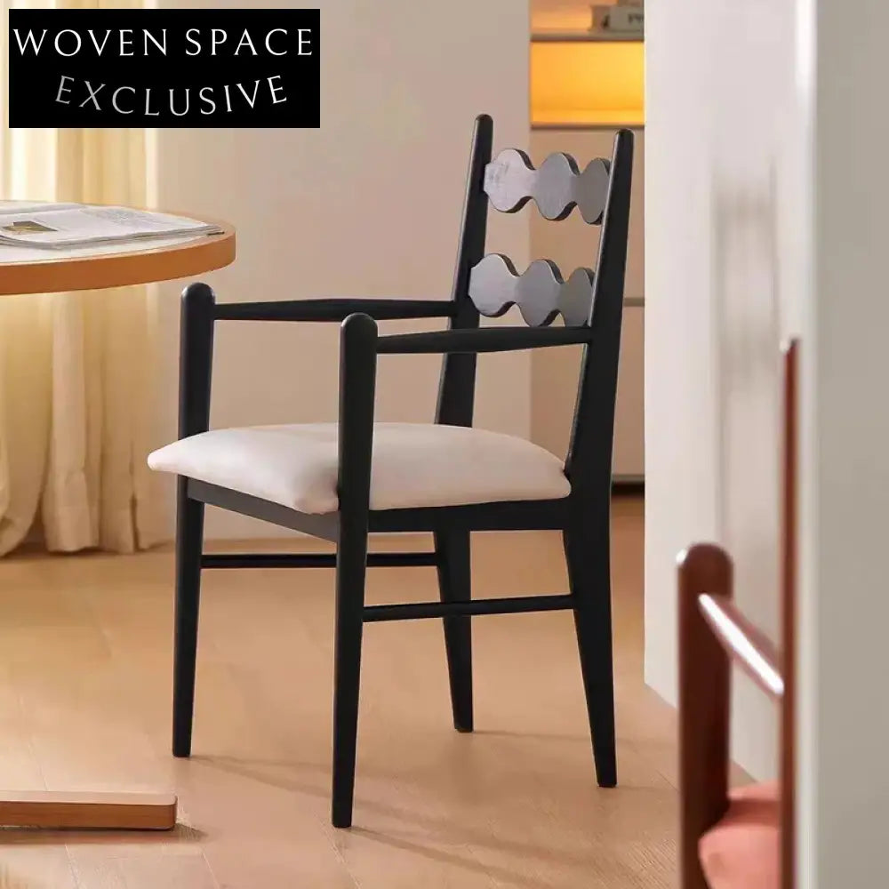 French retro solid wood dining chair home small apartment soft armrest single chair living room net celebrity medieval