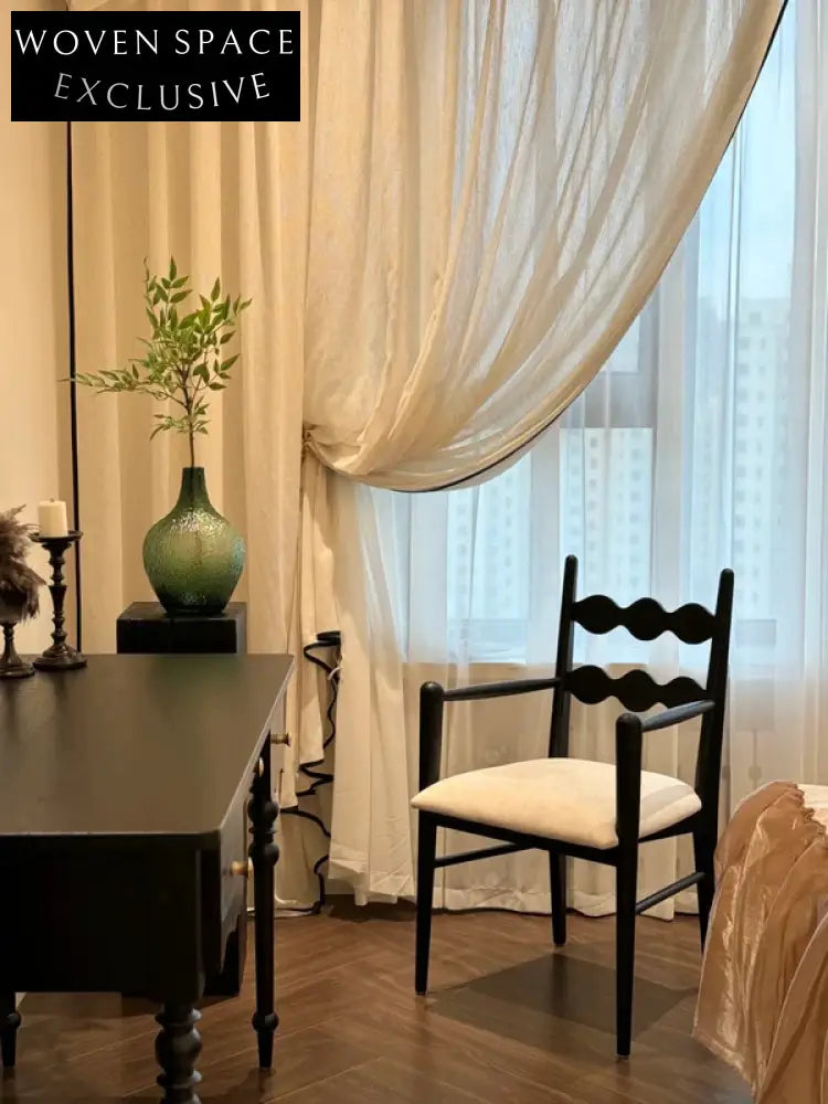 French retro solid wood dining chair home small apartment soft armrest single chair living room net celebrity medieval