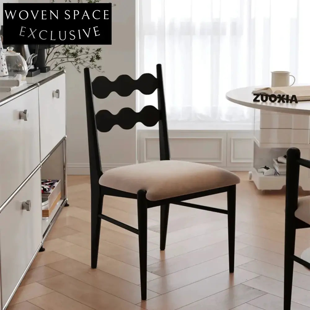 French retro solid wood dining chair home small apartment soft armrest single chair living room net celebrity medieval