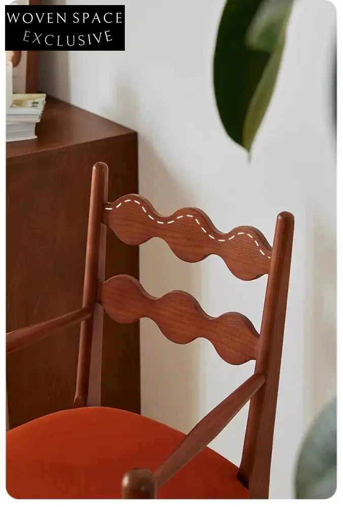 French retro solid wood dining chair home small apartment soft armrest single chair living room net celebrity medieval