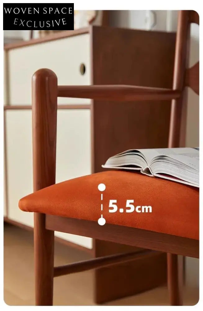 French retro solid wood dining chair home small apartment soft armrest single chair living room net celebrity medieval