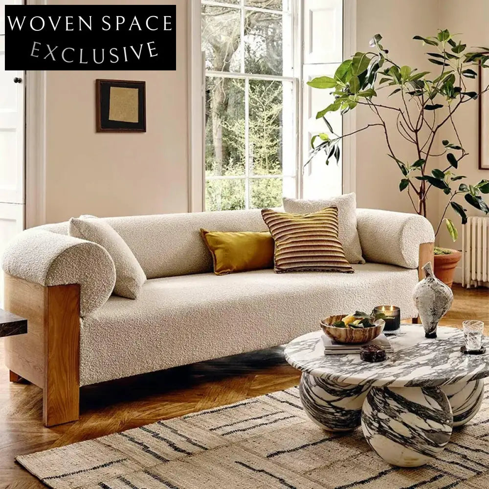 French Retro Wooden Frame Curved Couch Sofa Set for Hotel and Home