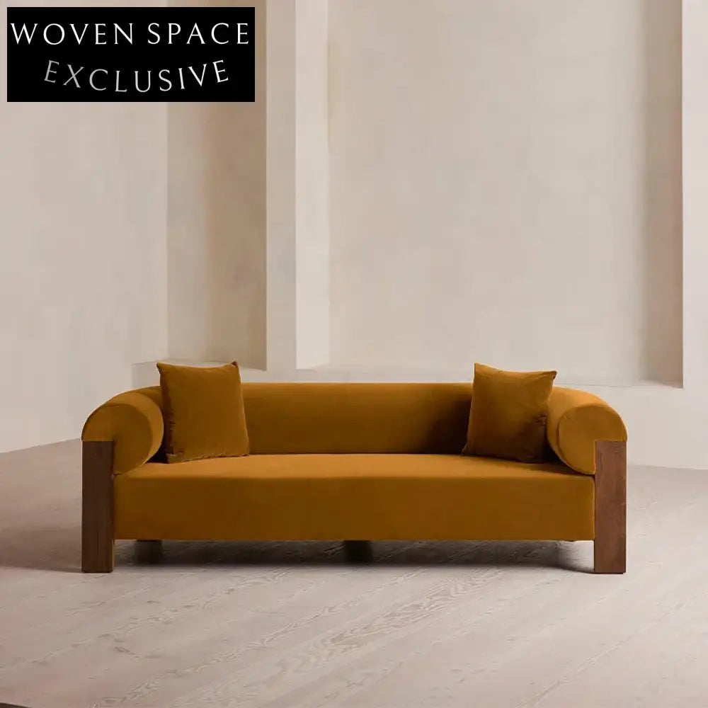 French Retro Wooden Frame Curved Couch Sofa Set for Hotel and Home