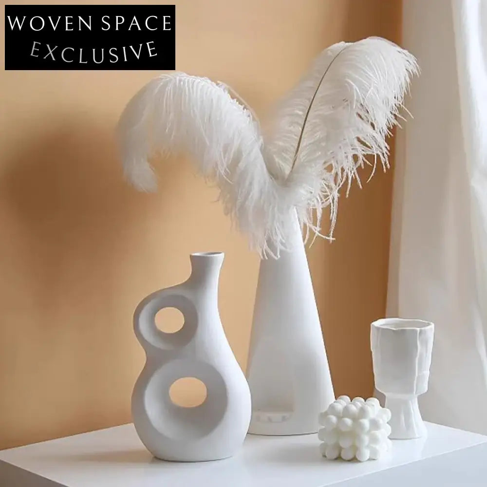 French Simple Unique Ceramic Small Flower Vase for Desk or Console