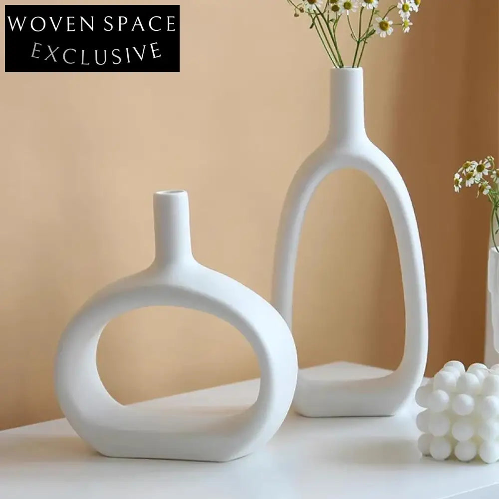 French Simple Unique Ceramic Small Flower Vase for Desk or Console