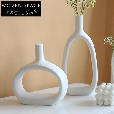 French Simple Unique Ceramic Small Flower Vase for Desk or Console