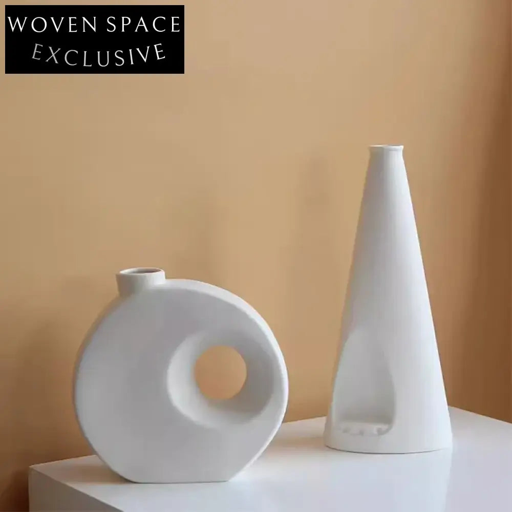 French Simple Unique Ceramic Small Flower Vase for Desk or Console