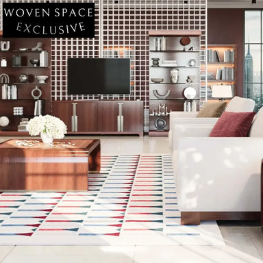 French Style Handmade Retro Geometric Carpet for Living Room Bedroom, 13mm Thick