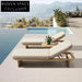 French Teak Wood Outdoor Adjustable Day Bed with Waterproof Cushion and Footrest Lounge