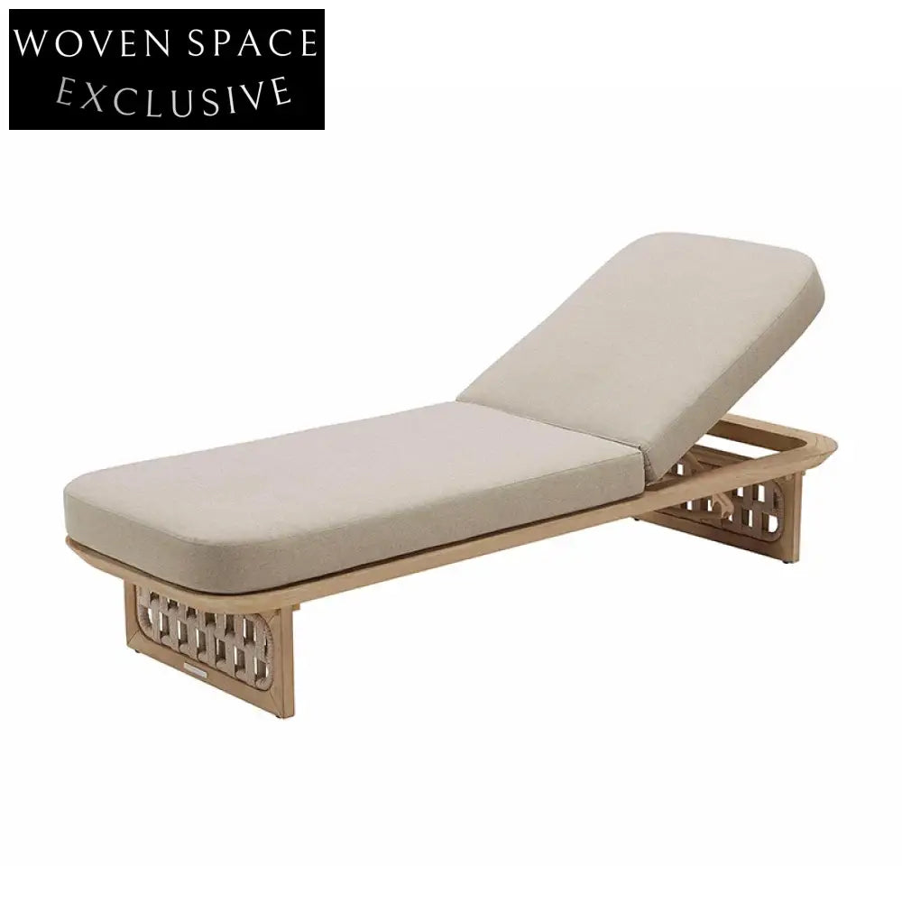 French Teak Wood Outdoor Adjustable Day Bed with Waterproof Cushion and Footrest Lounge