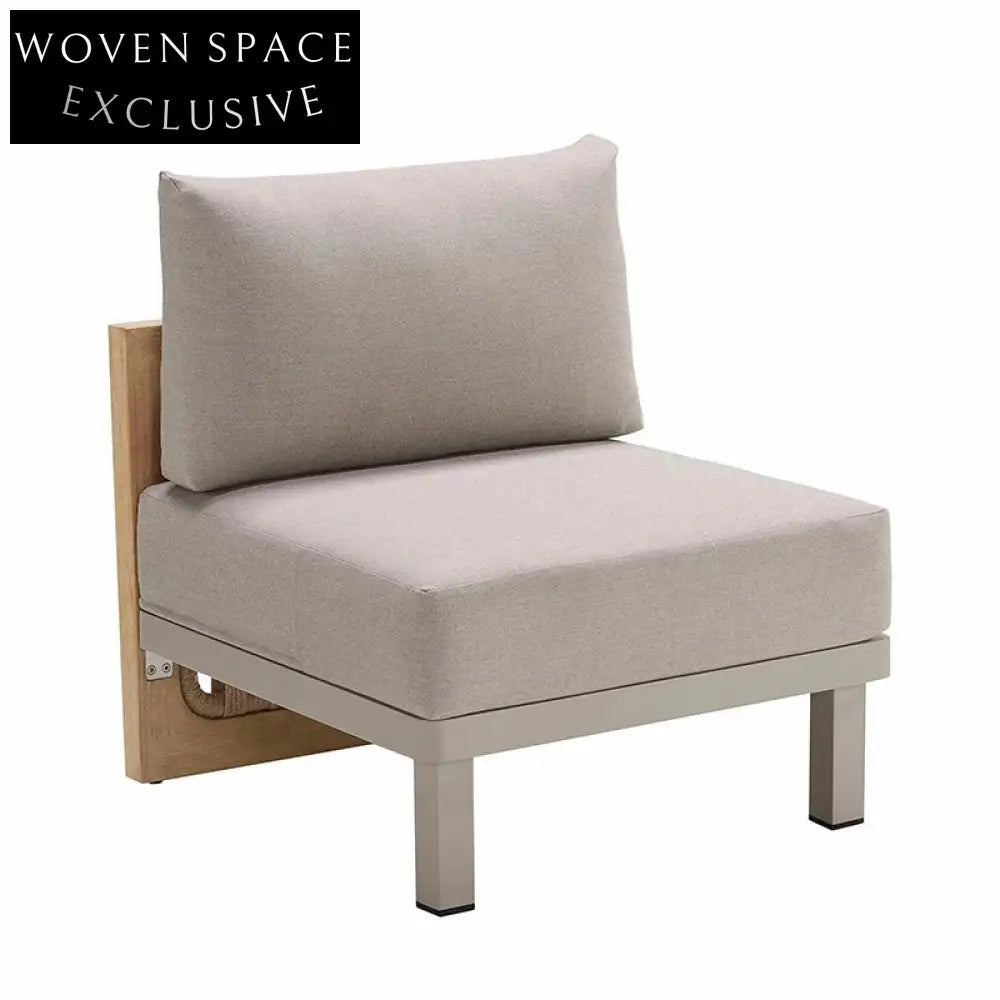 French Teak Wood Rattan Woven Armrest Modular Sectional Outdoor Sofa Set