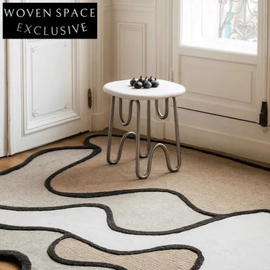 French Vintage Cream Handmade Modern Irregular Pattern Area Rug for Living Room