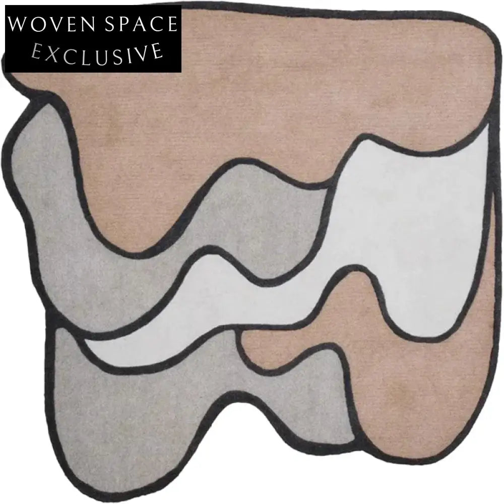 French Vintage Cream Handmade Modern Irregular Pattern Area Rug for Living Room