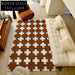 French Vintage Geometric Checkered Machine-Woven Raw Silk Area Rug