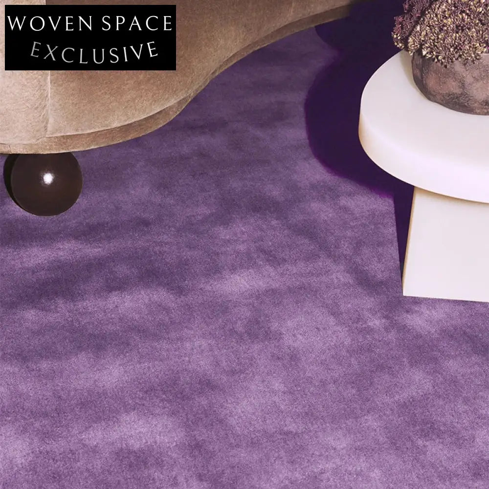 French Vintage High-End Luxury Purple Polyester Handmade Living Room Area Rug