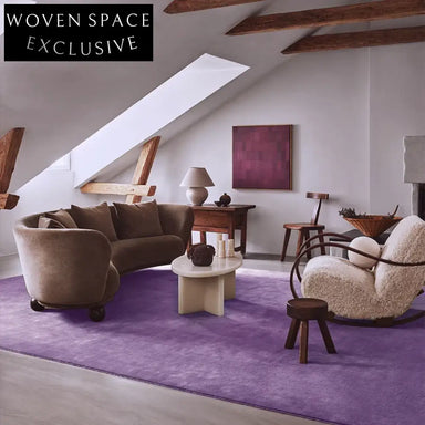 French Vintage High-End Luxury Purple Polyester Handmade Living Room Area Rug