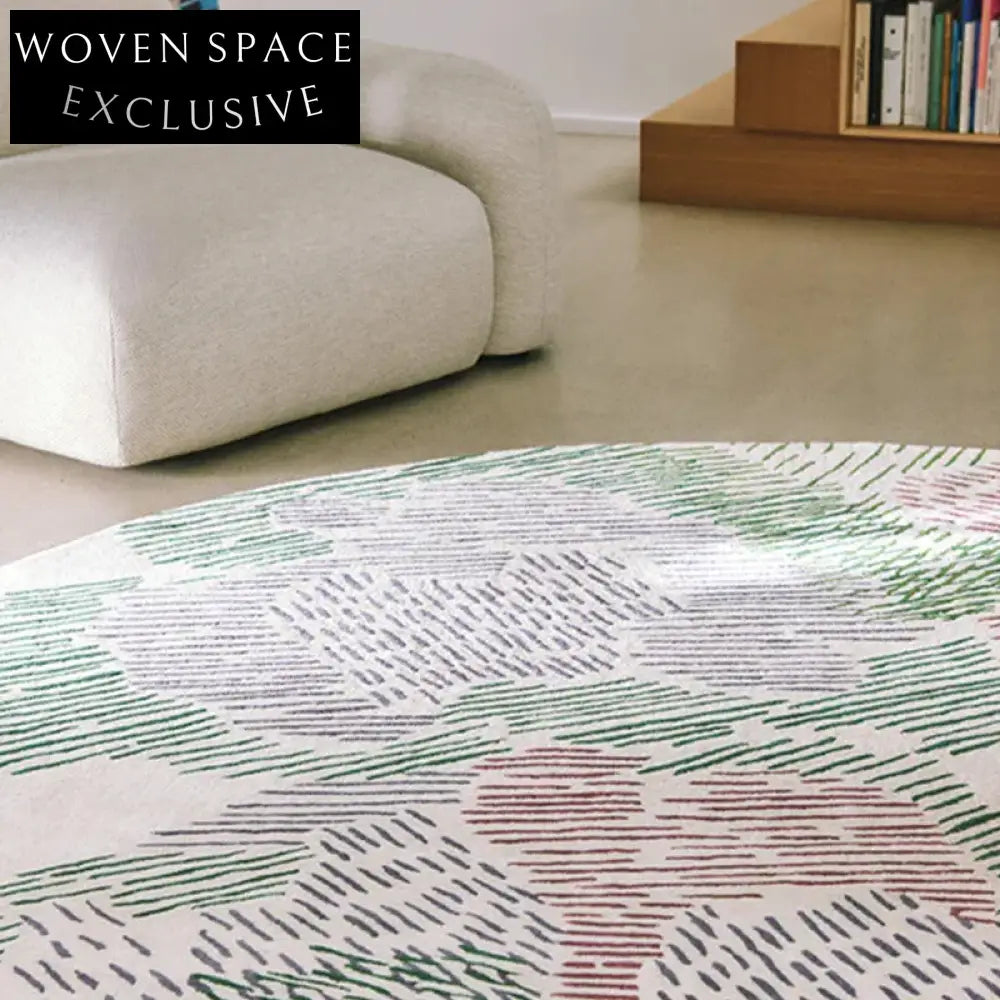 French Vintage Striped Wool Area Rug for Modern Minimalist Home Decor