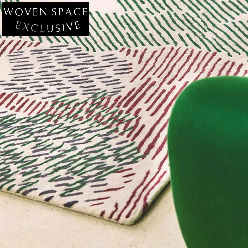 French Vintage Striped Wool Area Rug for Modern Minimalist Home Decor