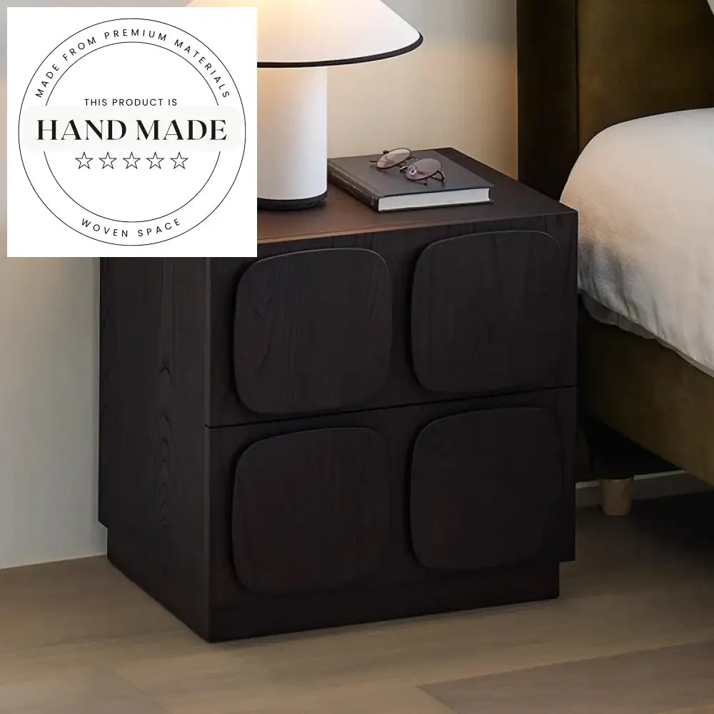 French Vintage Wooden Nightstand with Mirrored Drawers Modern Bedside Table