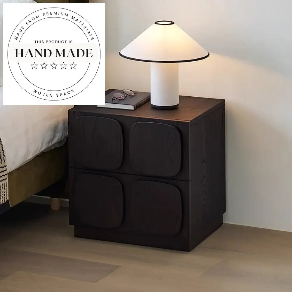 French Vintage Wooden Nightstand with Mirrored Drawers Modern Bedside Table