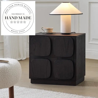 French Vintage Wooden Nightstand with Mirrored Drawers Modern Bedside Table