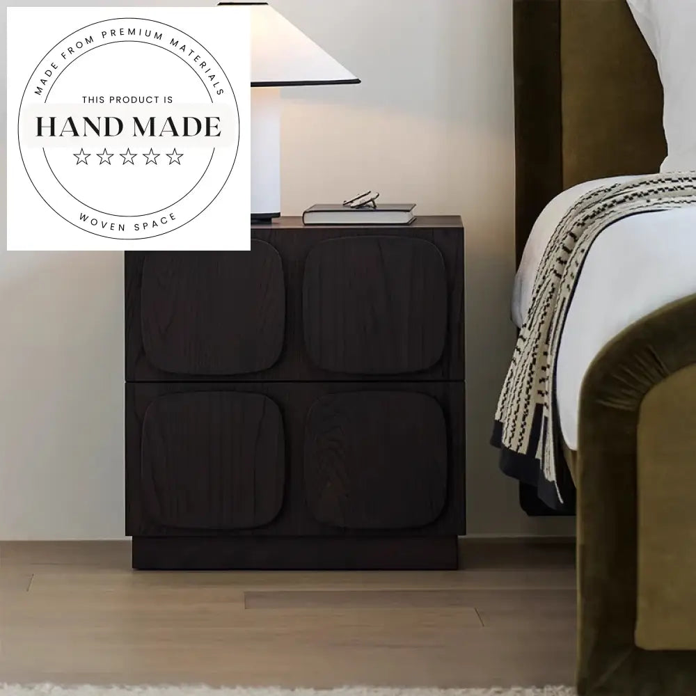 French Vintage Wooden Nightstand with Mirrored Drawers Modern Bedside Table