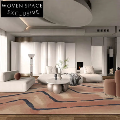 French Vintage Wool Blend Striped Area Rug for Modern Living