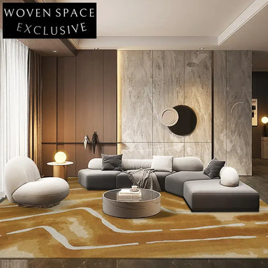 French Vintage Wool Blend Striped Area Rug for Modern Living