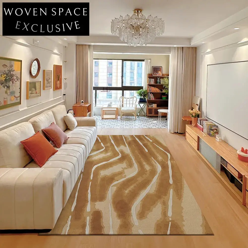 French Vintage Wool Blend Striped Area Rug for Modern Living