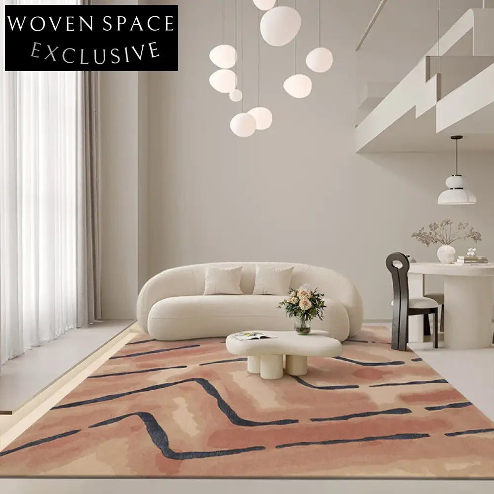French Vintage Wool Blend Striped Area Rug for Modern Living