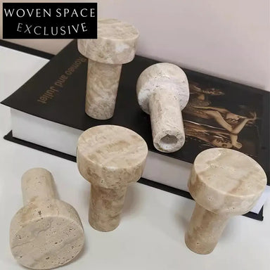 French Wabi-sabi Beige Travertine Wall Hook - Elegant Natural Stone Hanger