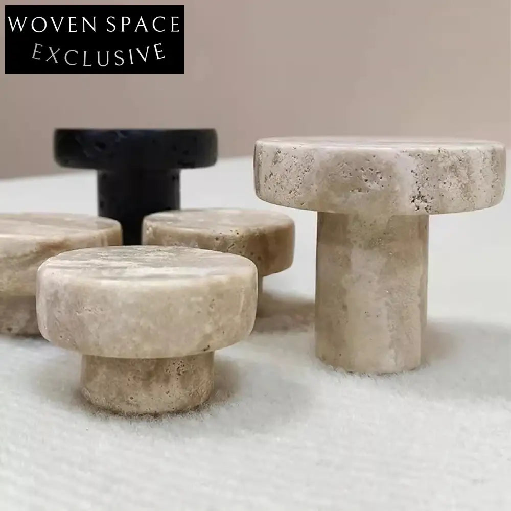 French Wabi-sabi Beige Travertine Wall Hook - Elegant Natural Stone Hanger