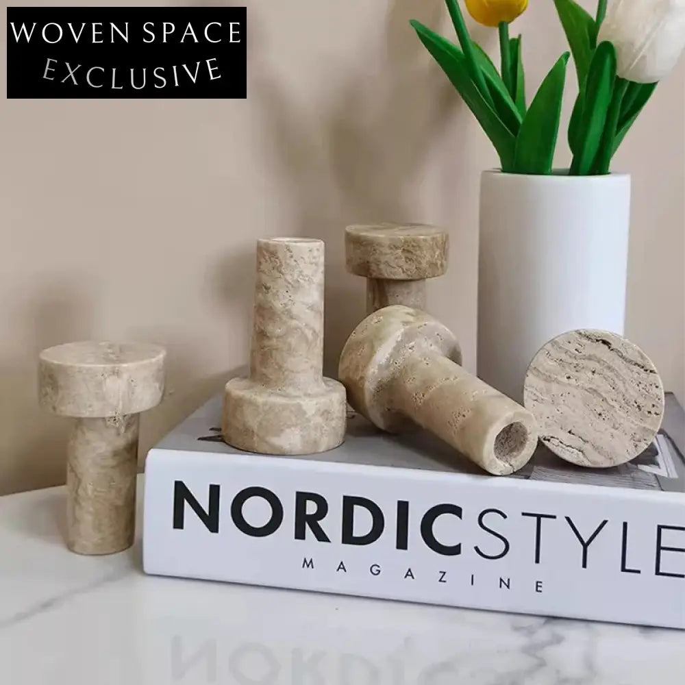 French Wabi-sabi Beige Travertine Wall Hook - Elegant Natural Stone Hanger